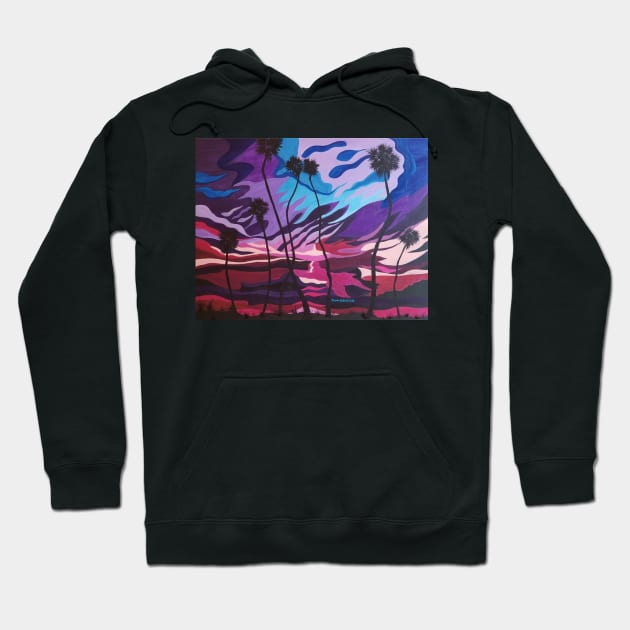 Palm Picnic, Palm Trees, Beach Sunset, Abstract Beach Sunset, Modern Sunset Hoodie by roxanegabriel